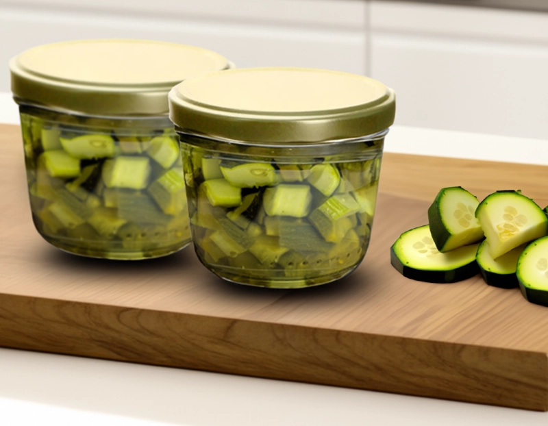 Homemade Zucchini Relish In SKS Clear Glass Jars