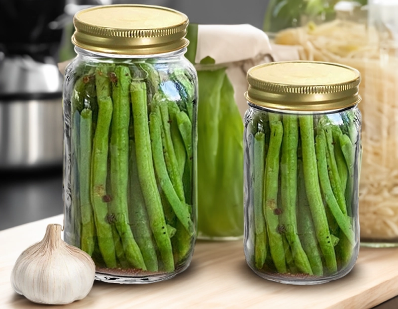 Homemade Pickled Green Beans in Glass Pickling Jars